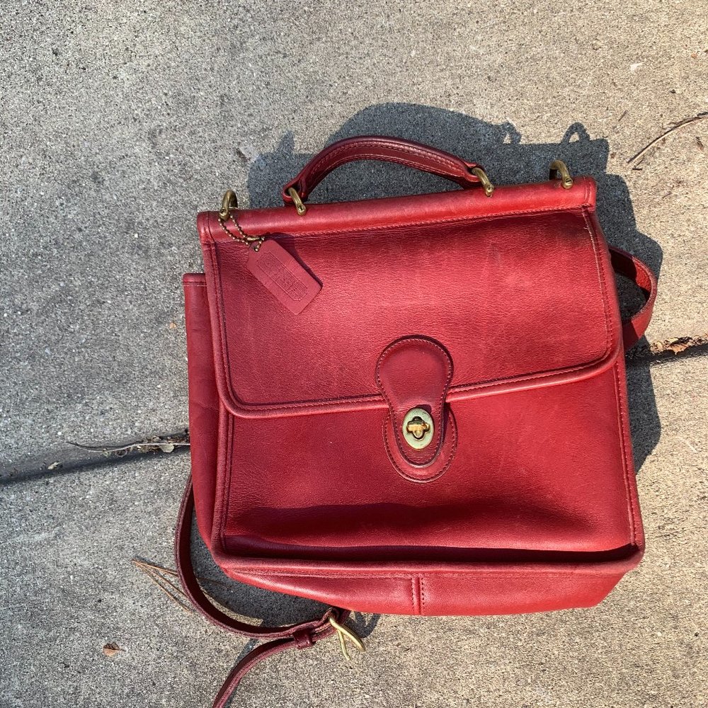 Vintage Coach Station Bag in RARE Red Color